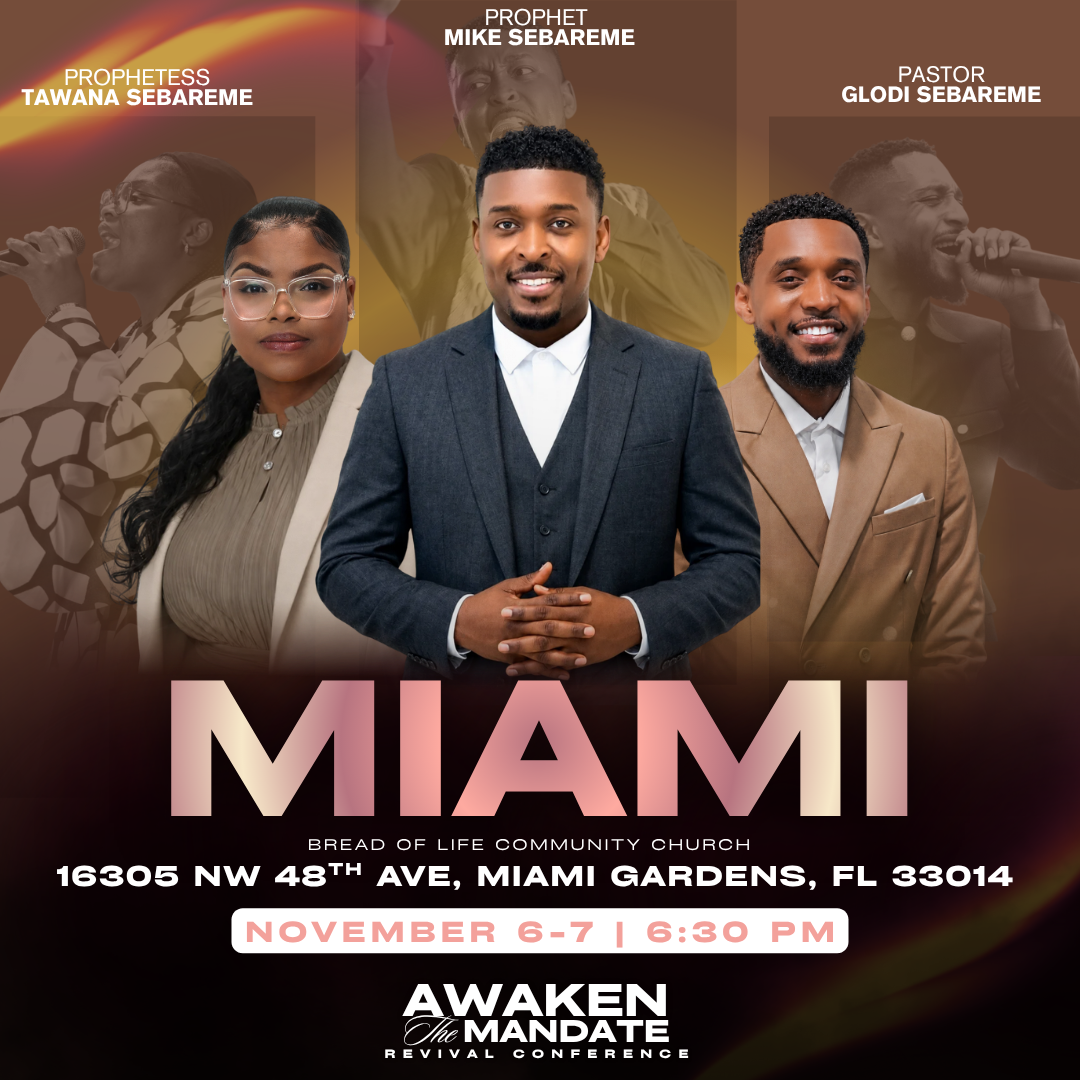 Official Awaken the Mandate Miami conference flyer